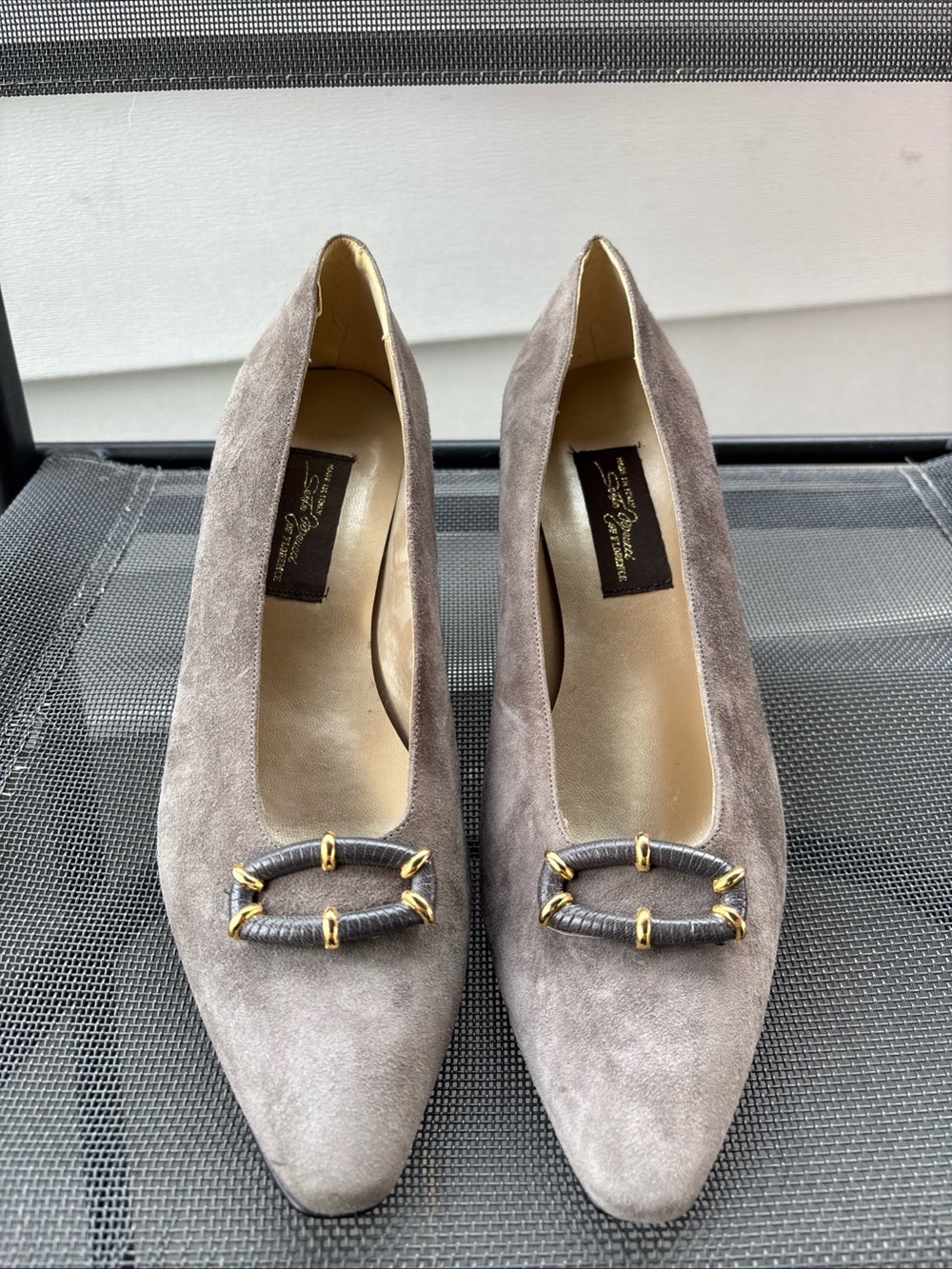 vintage Sesto Meucci gray suede mid-heel pumps Size 9.5 Made in Italy New
